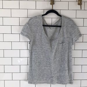 Michael Stars Linen Short Sleeve Pocket Tee Grey